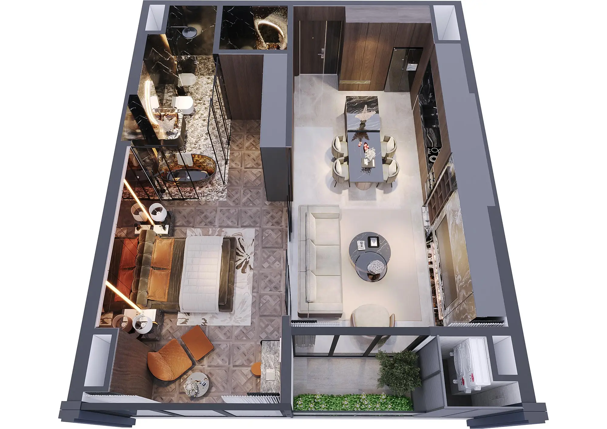Căn hộ 1PN – Mặt bằng